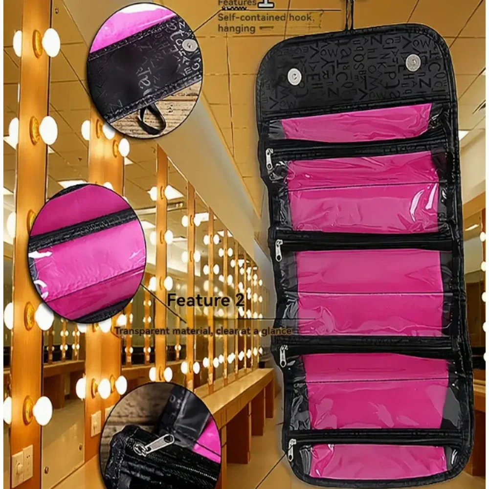 Travel Bag Hang Roll up Toiletry Cosmetics Makeup Organizer Water Resistant